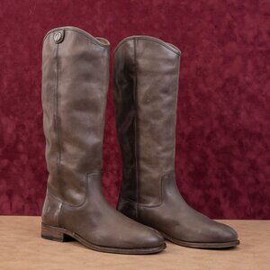 Frye Wmn Melissa Button Dark Brown Leather Equestrian Riding Knee Boots sz 8.5